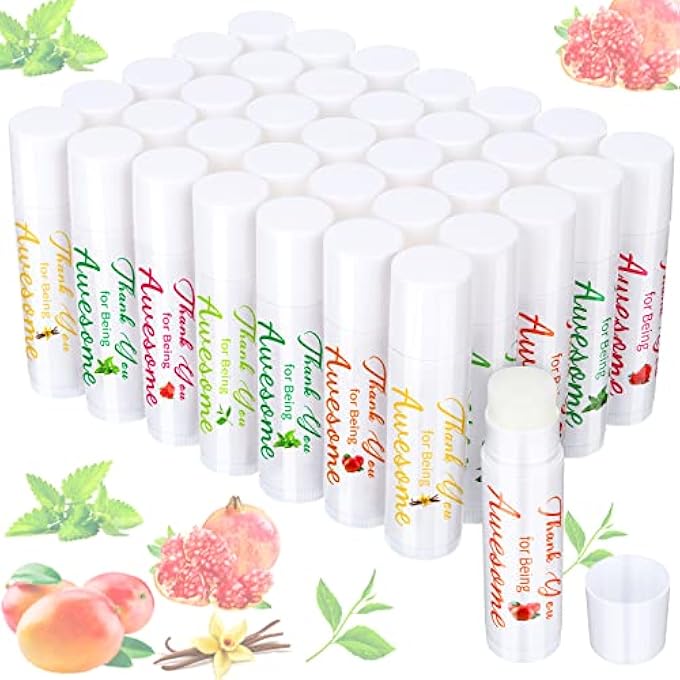 Sinmoe LIP BALM GIFTS THANK YOU FOR BEING AWESOME LIP MOISTURIZER ASSORTED FLAVORS BULK GIFTS BEESWAX NATURAL INGREDIENTS DRY CHAPPED LIP CARE PRODUCT FOR COWORKERS WOMEN FRIEND(35 PACK) - Image 1